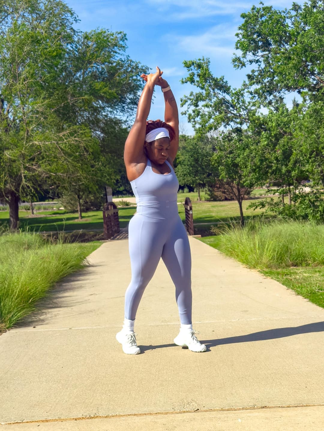 Woman stretching in activewear